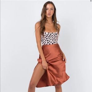 CLEO LAVOE MIDI SKIRT RUST